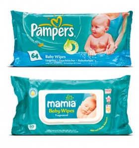 Pampers and a copycat brand